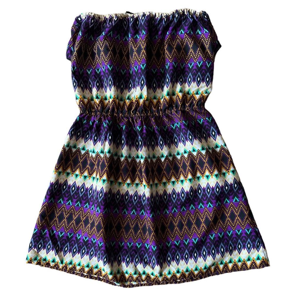 SPEED CONTROL New York Multicolor Printed Tube Mini Dress, Large